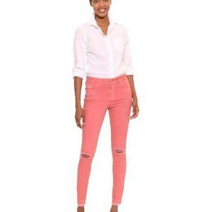 Old Navy Pink Rockstar Distressed Mid Rise Jeans Sz 16